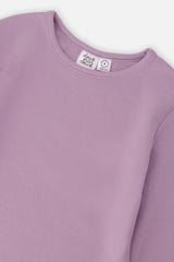 Deux par Deux girls' brushed rib crew neck top in violet, view 6