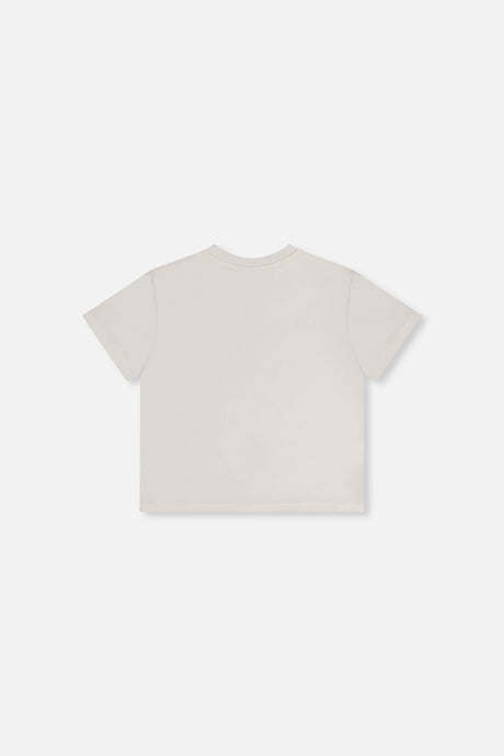 Deux par Deux girls' heavy jersey wide short sleeve t-shirt in white, back view