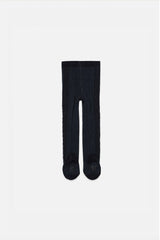 Baby Knit Textured Tights Dark Blue-1