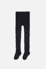 Knit Textured Tights Dark Blue-1