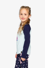 Raglan Organic Cotton T-Shirt Dark And Pale Blue-2