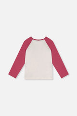 Deux par Deux Raglan Organic Cotton T-Shirt Pinkish Violet And White product image P2