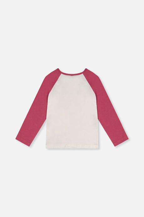 Deux par Deux Raglan Organic Cotton T-Shirt Pinkish Violet And White product image P2