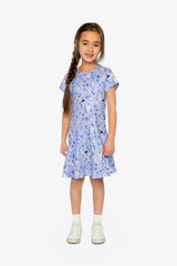 Short Sleeve Dress Purple Unicorn Print-1