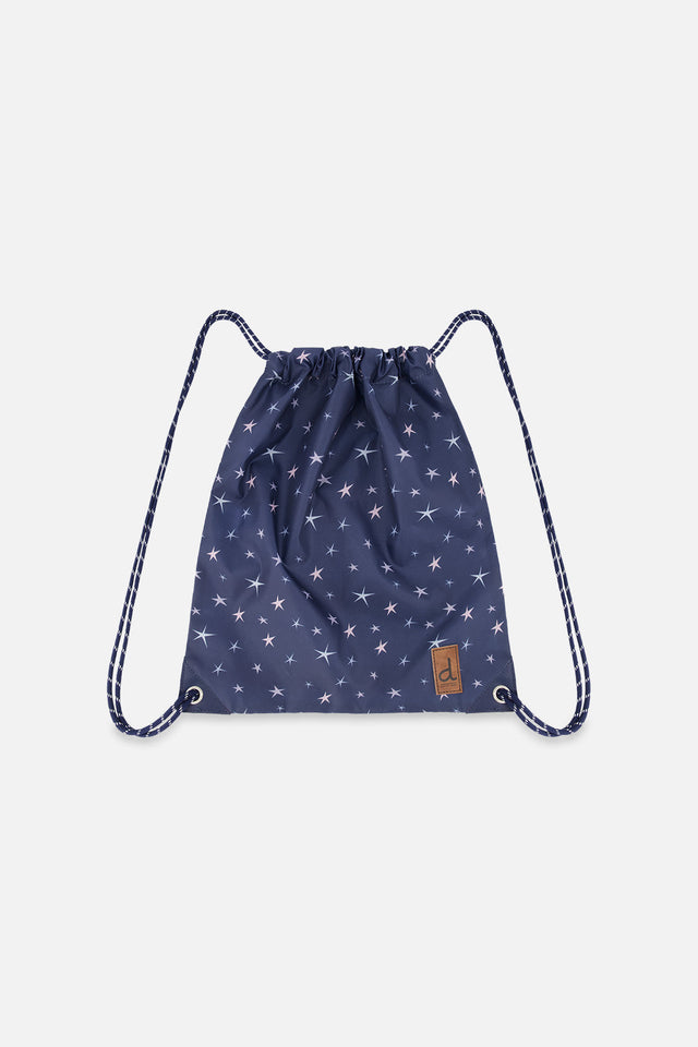 Drawstring Bag Navy With Star Print-0