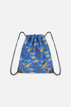 Drawstring Bag Blue Dinosaur Print-0