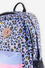 Kids Backpack Blue Leopard Print-2