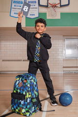 Kids Backpack Blue Checkered Print-1