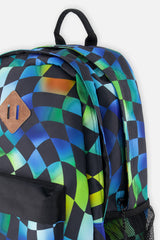 Kids Backpack Blue Checkered Print-3
