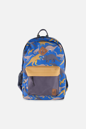 Kids Backpack Blue Dinosaur Print-0