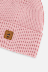 Ribbed Knit Hat Pale Dusty Pink-3