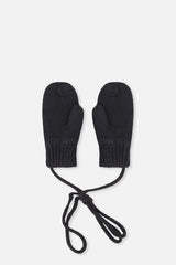 Baby Knit Mittens With String Black-1