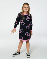 Jacquard Hearts Dress Black | Deux par Deux | Jenni Kidz