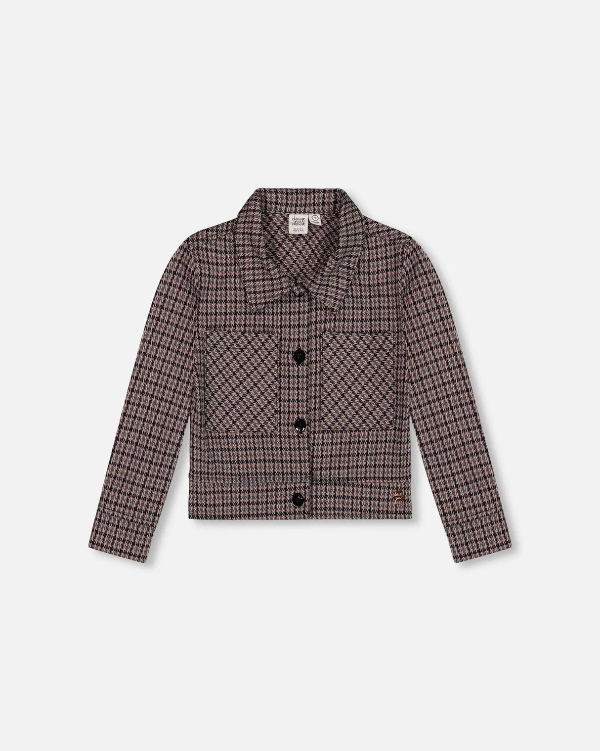 Jacquard Knit Jacket With Houndstooth Pattern | Deux par Deux | Jenni Kidz