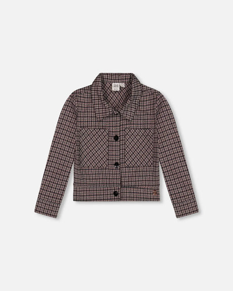 Jacquard Knit Jacket With Houndstooth Pattern | Deux par Deux | Jenni Kidz