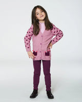 Jacquard Sleeve Knitted Long Cardigan Lavender | Deux par Deux | Jenni Kidz