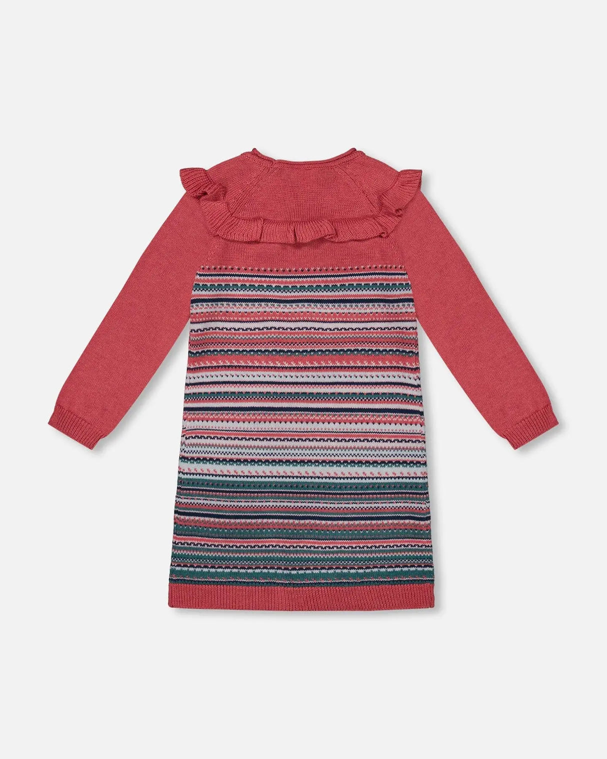 Jacquard Stripe Sweater Dress Pink And Blue | Deux par Deux | Jenni Kidz