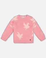 Jacquard Unicorn Sweater Hairy Knit Pink | Deux par Deux | Jenni Kidz