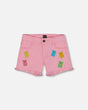 Jean Short With Embroidery Pink And Multicolored Gummies | Deux par Deux | Jenni Kidz