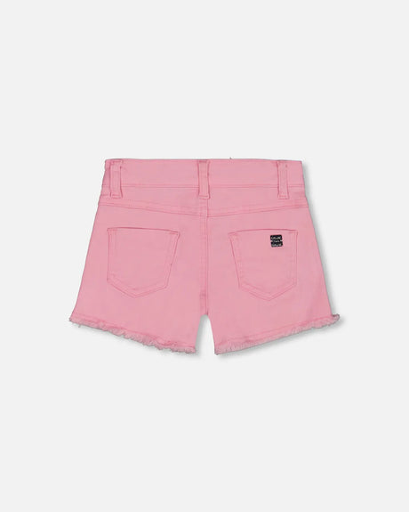 Jean Short With Embroidery Pink And Multicolored Gummies | Deux par Deux | Jenni Kidz