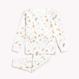 "golden pebble terrazzo" print on off-white infant pajama set | petit lem