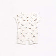 "little picnic" print on off-white romper | petit lem