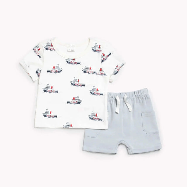 "tugboats at sea" 2-piece outfit set | petit lem