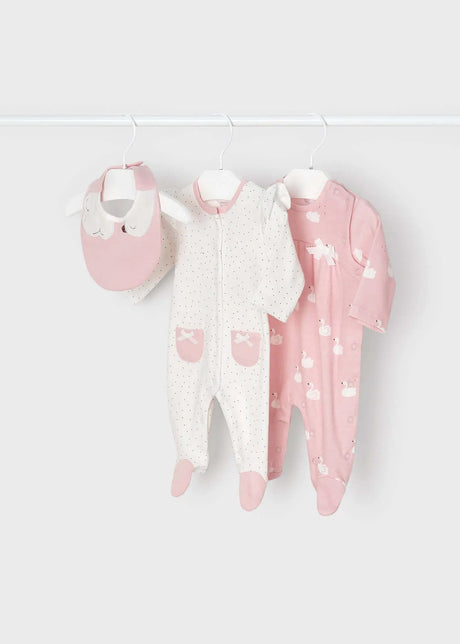 2-Pack Footed One-piece With Bib Newborn - Rosa | Mayoral - Jenni Kidz