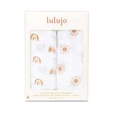 2 pack of cotton swaddles - rainbow/suns | lulujo 40" x 40"