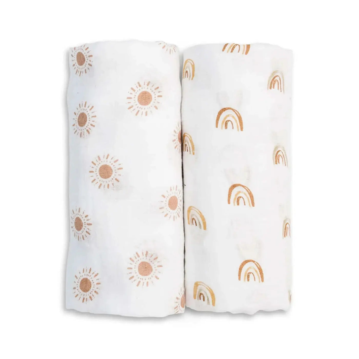 2 pack of cotton swaddles - rainbow/suns | lulujo