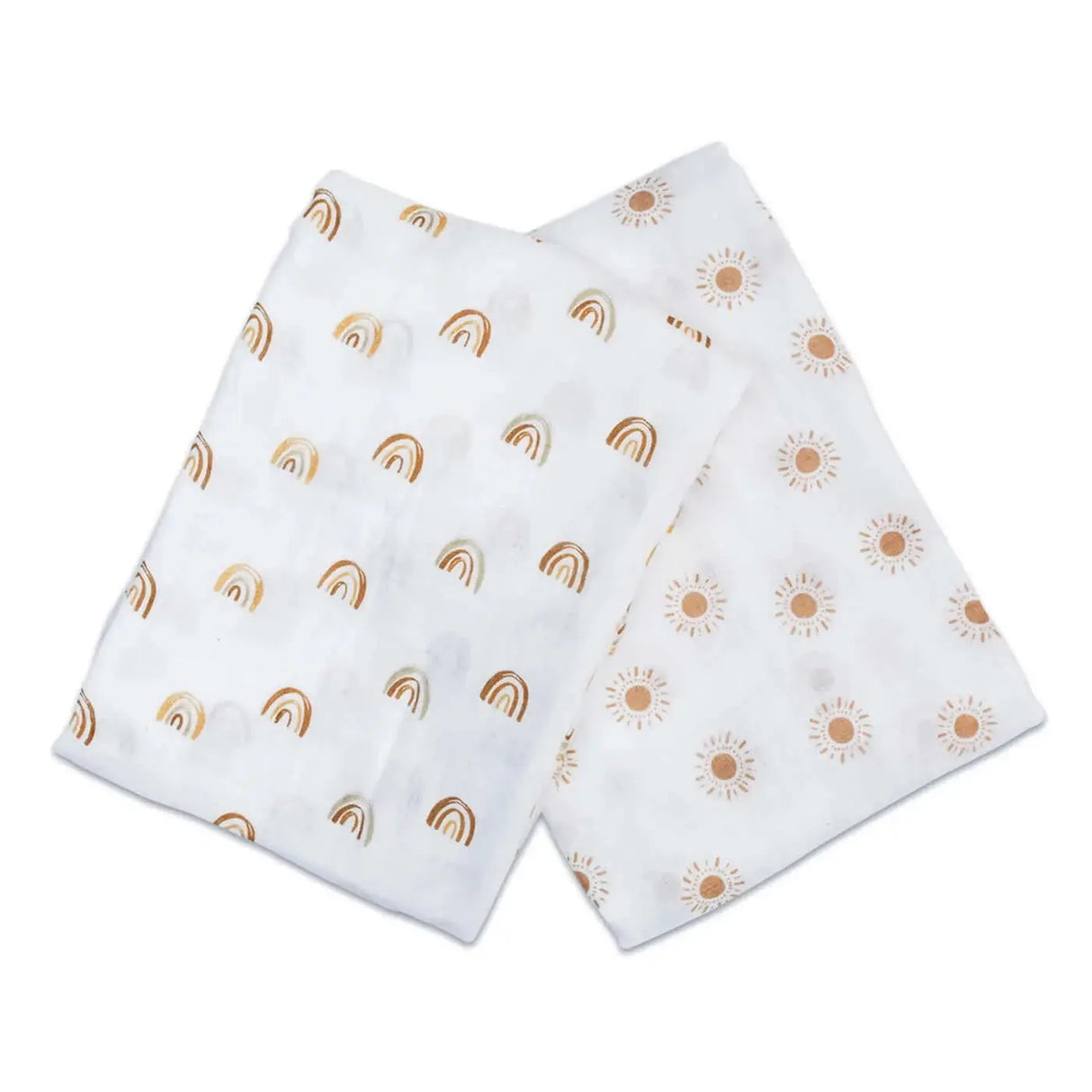 2 pack of cotton swaddles - rainbow/suns | lulujo