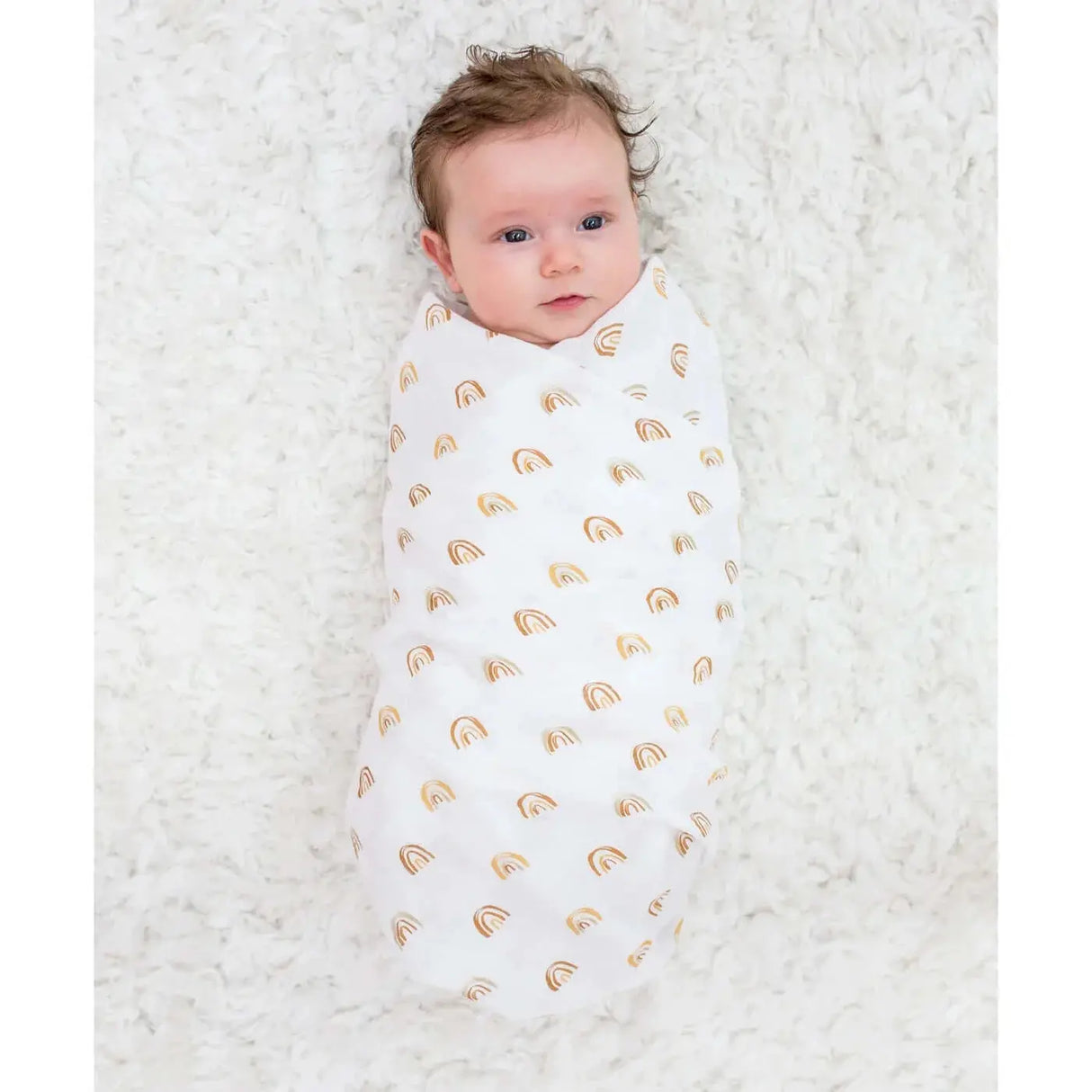 2 pack of cotton swaddles - rainbow/suns | lulujo