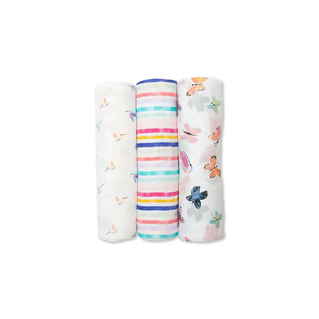 3 pack of bamboo swaddle - garden friends | lulujo