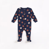 Apple Print on Midnight Footed Sleeper | Petit Lem - Jenni Kidz