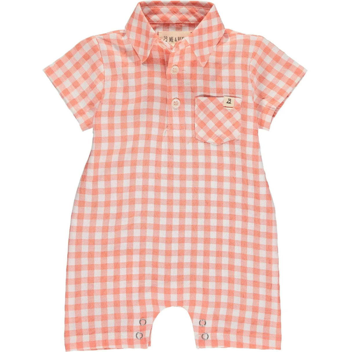 Apricot plaid polo romper | Me & Henry - Jenni Kidz