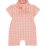 Apricot plaid polo romper | Me & Henry - Jenni Kidz