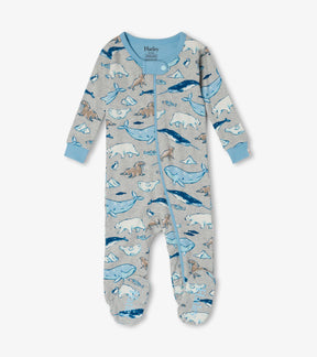 Hatley Arctic Animals organic cotton footed coverall for baby boys