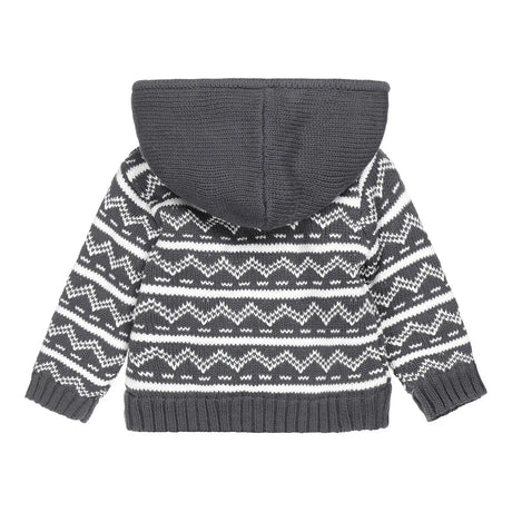 Baby Boys Knitted Cardigan Dark Blue Fake Fur | Dirkje - Dirkje