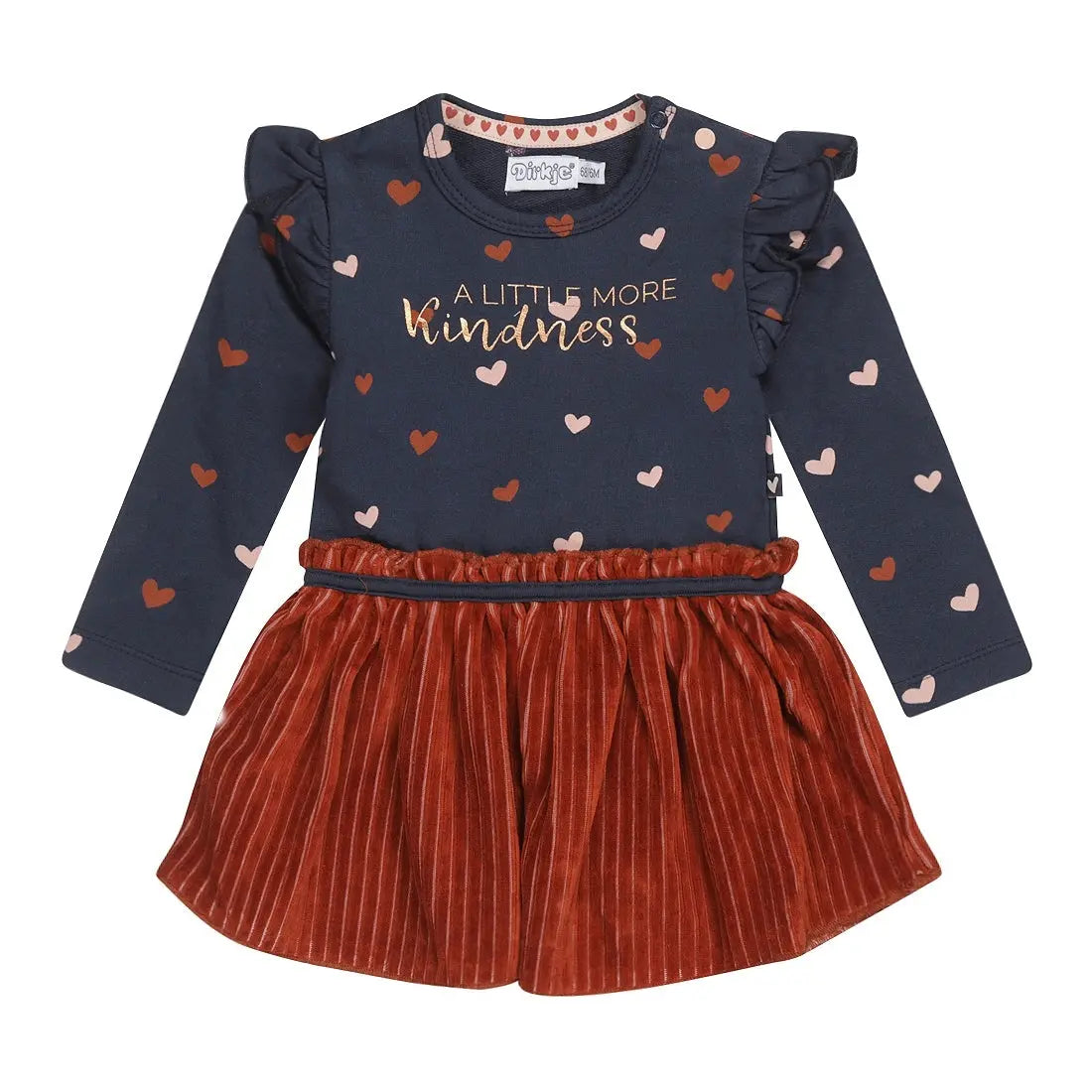 Baby Girls Dress Dark Blue Arabian Spice Hearts | Dirkje - Dirkje