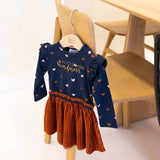 Baby Girls Dress Dark Blue Arabian Spice Hearts | Dirkje - Dirkje