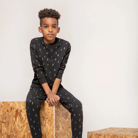 Basics Block Print on Black Jogger | Miles The Label - Jenni Kidz