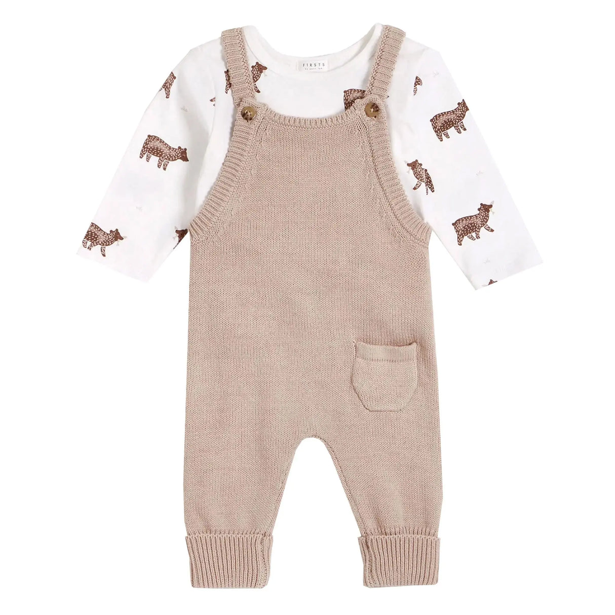 Bear Print Knit Overall Set | Petit Lem - Jenni Kidz