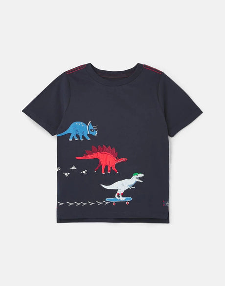 Boy Archie Applique Short Sleeve T-shirt Dino | Joules - Jenni Kidz