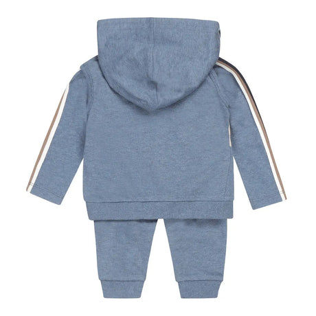 Boy Baby Set Cardigan, Shirt, Trousers Blue Melange | Dirkje - Dirkje