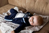 Boys Baby Set Cardigan T-shirt Pants Dark Blue White | Dirkje - Jenni Kidz