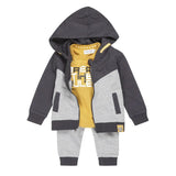 Boys Baby Set Cardigan, Shirt and Jogger Grey Blue | Dirkje - Dirkje