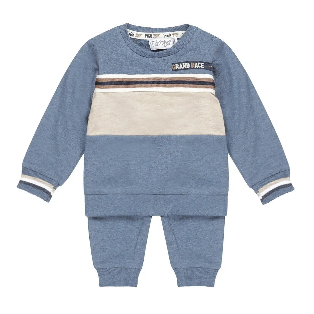 Boys Baby Set Jumper and Trousers Blue Melange | Dirkje - Dirkje