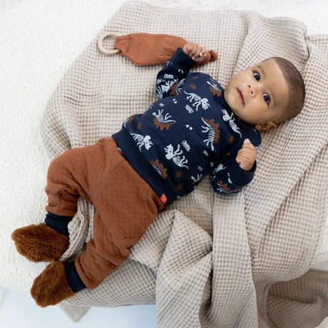 Boys Baby Set Sweater and Pants Dark Blue Dino | Dirkje - Dirkje