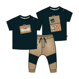 Boys Baby Set T-shirt With Jogging Pant Dark Grey Beige | Dirkje - Jenni Kidz