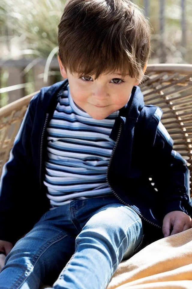 Boys Jacket With Zip and Hood Dark Blue | Dirkje - Jenni Kidz